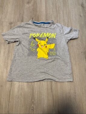 Pokemon Grey Tee with Bright Yellow Pikachu Graphic
